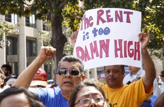 Demonstrators against gentrification