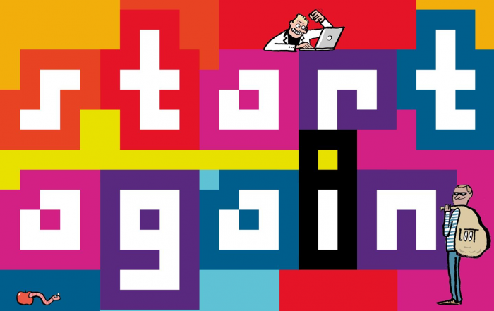 Graphic illustration saying "Start Again"