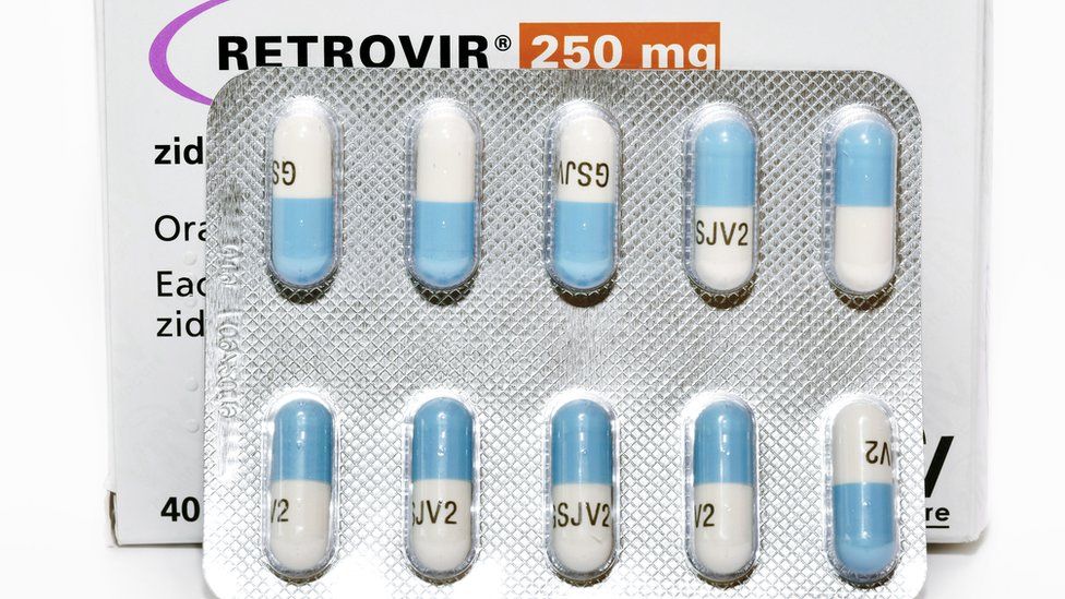 Retrovir antiretroviral drugs in a blister pack