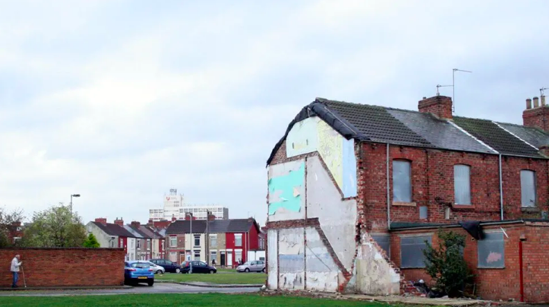A street in Middlesbrough with poorly maintained, shabby housing