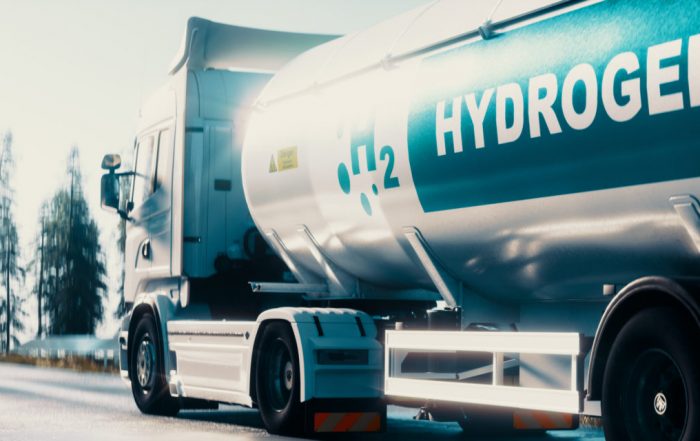 A fuel lorry carrying liquid hydrogen