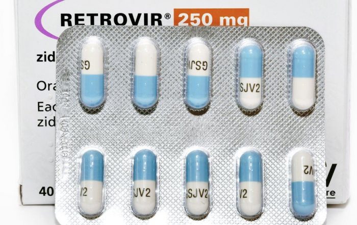 Retrovir antiretroviral drugs in a blister pack